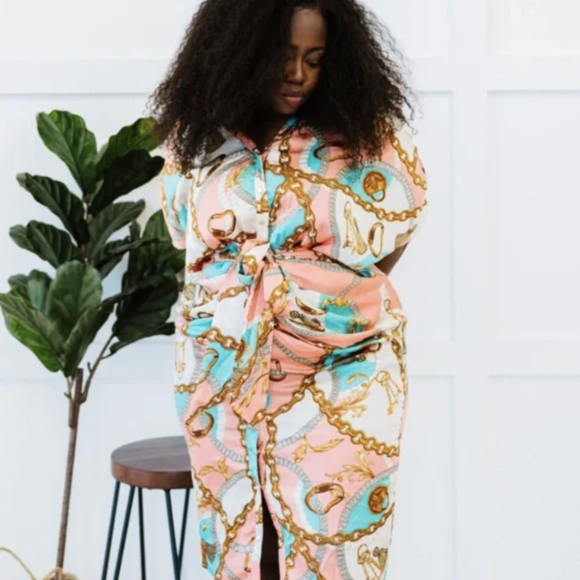 Ruched Button Down Shirtdresses